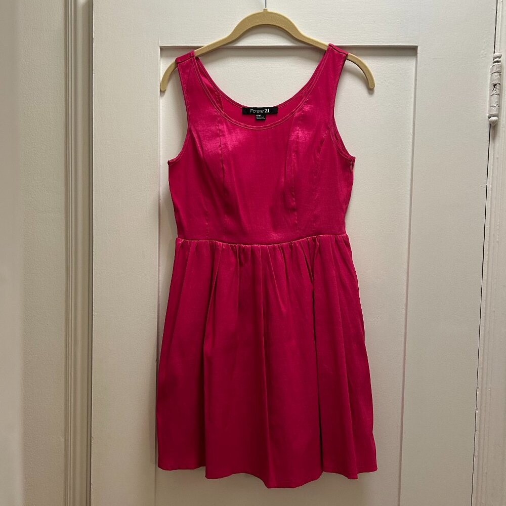 Forever 21 - Hot Pink Sleeveless Taffeta Babydoll Dress